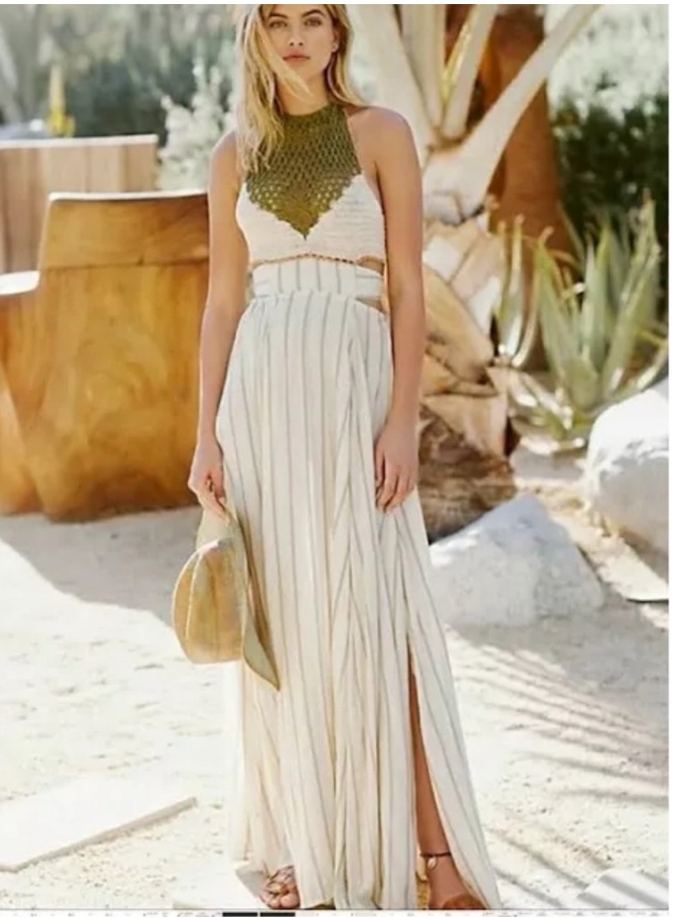 Free People Endless Summer Crochet Halter Maxi Dress